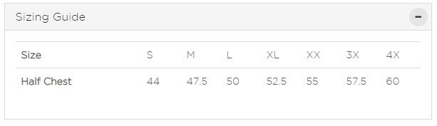 size chart men